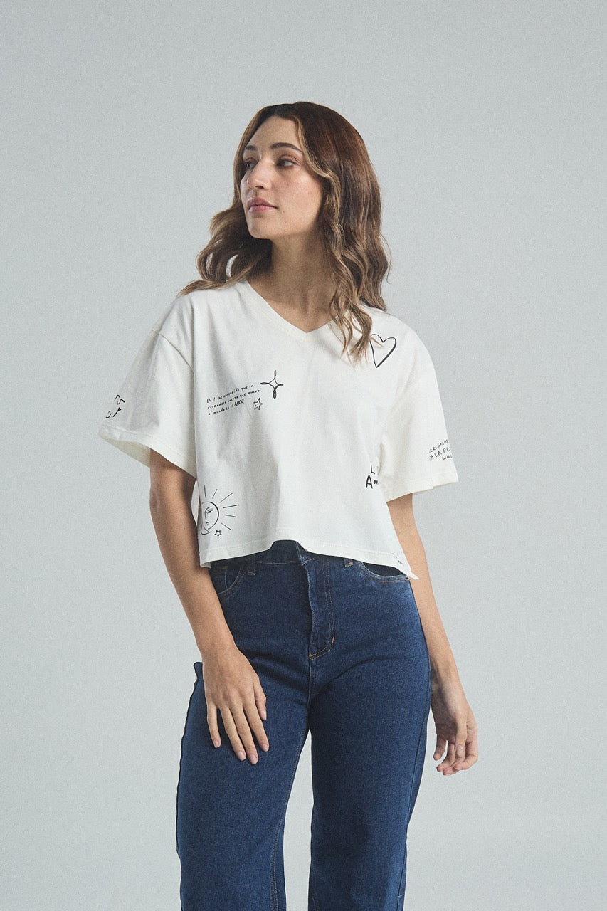 Camiseta Feel like home - Marfil