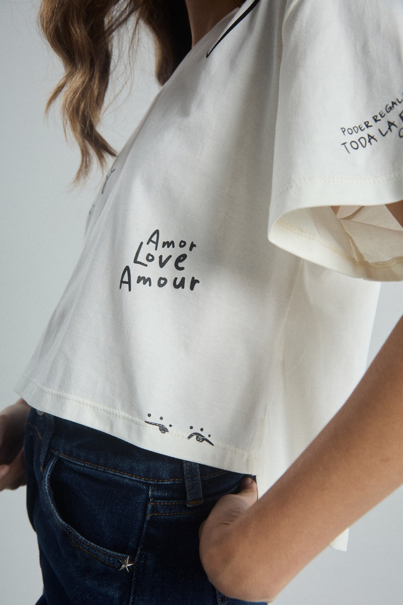 Camiseta Feel like home - Marfil