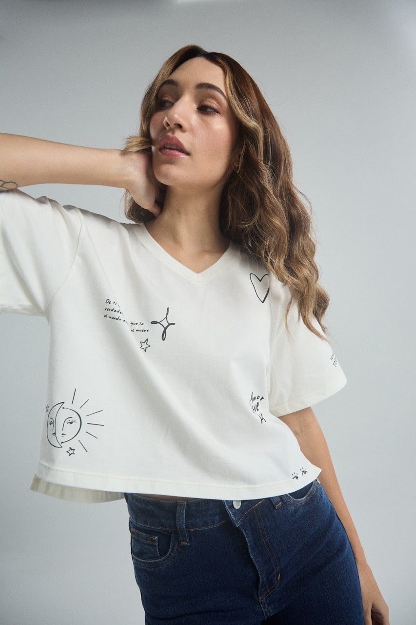 Camiseta Feel like home - Marfil