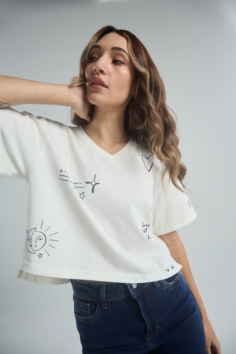 Camiseta Feel like home - Marfil