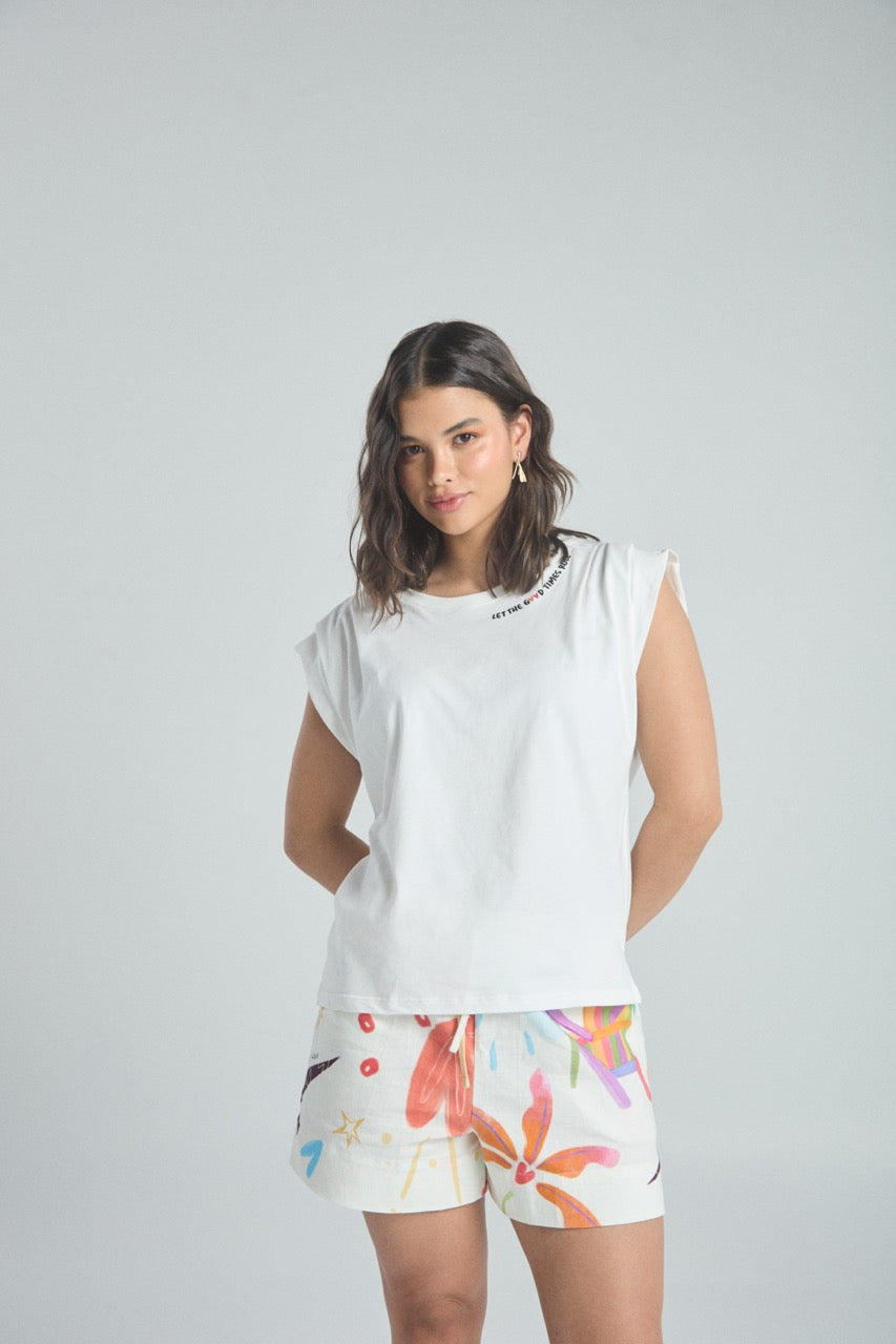 Camiseta Feel good - Marfil