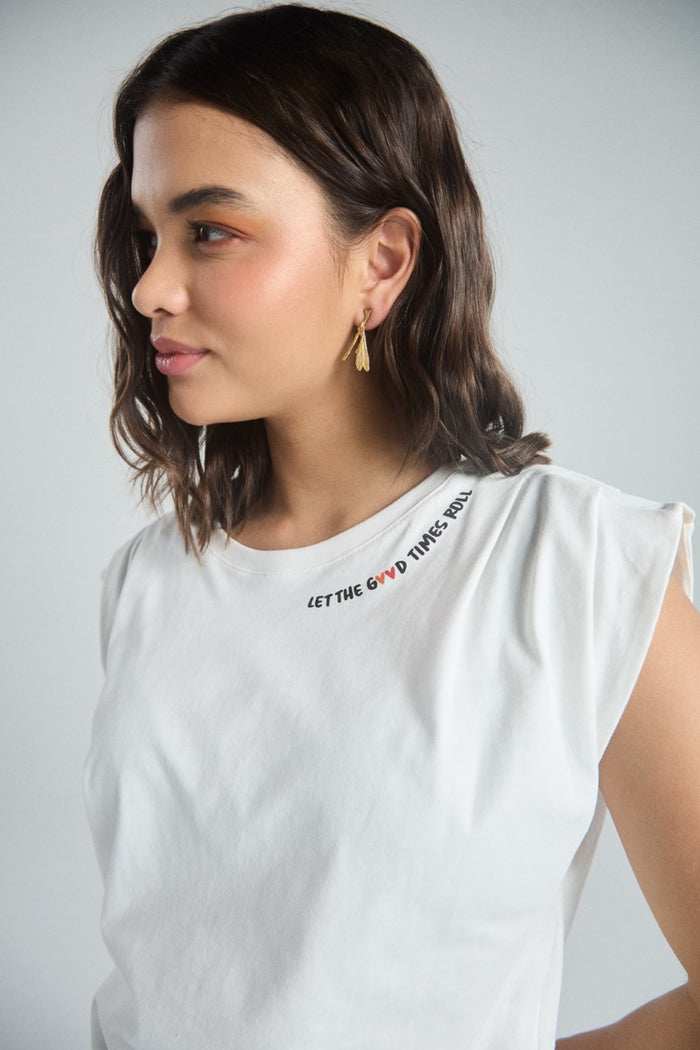 Camiseta Feel good - Marfil