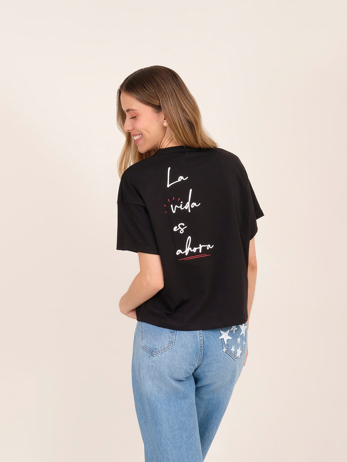 Camiseta La vida es ahora - Negro