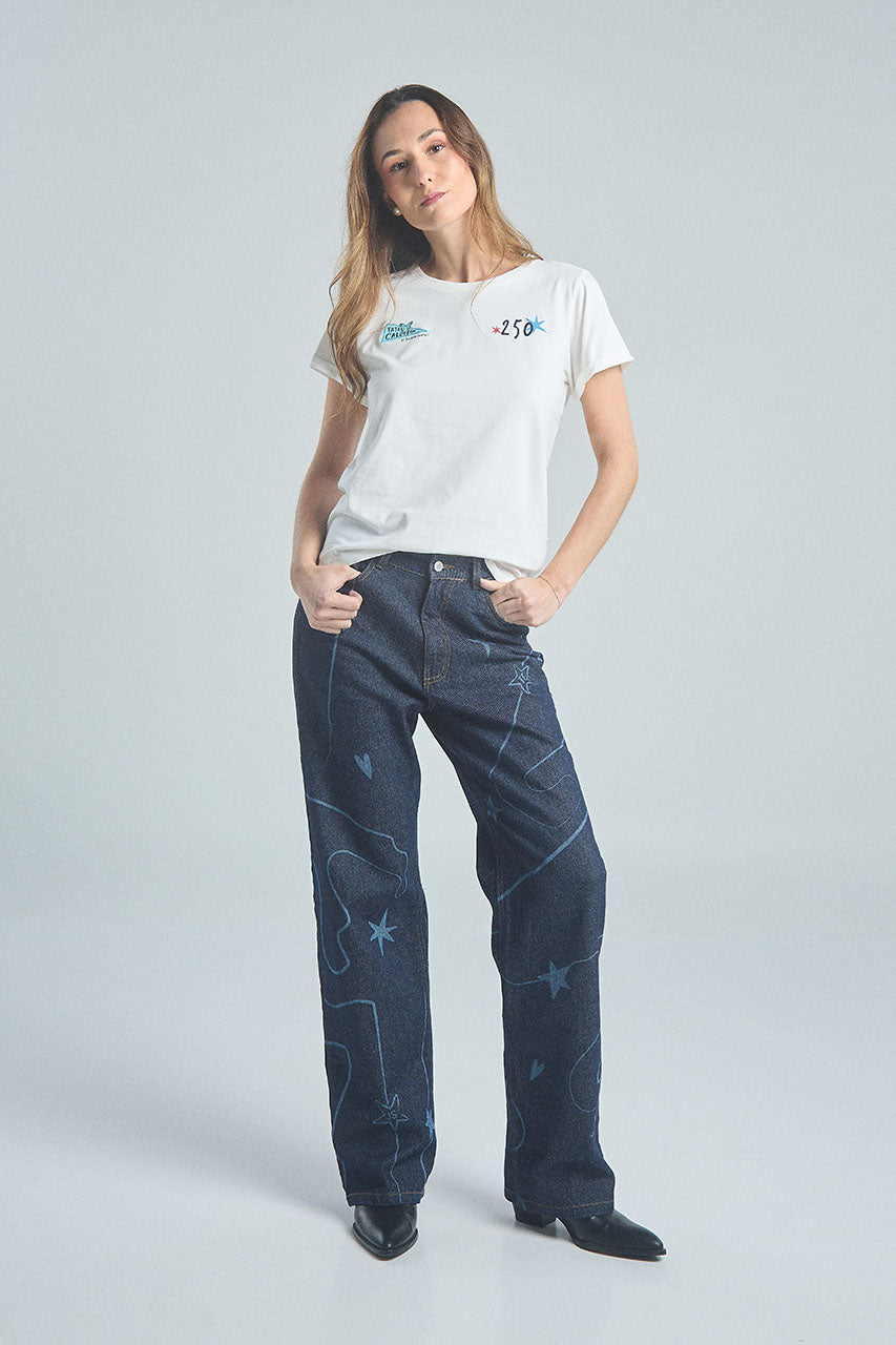 Camiseta Race like a girl - Marfil