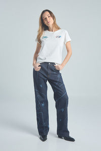 Camiseta Race like a girl - Marfil