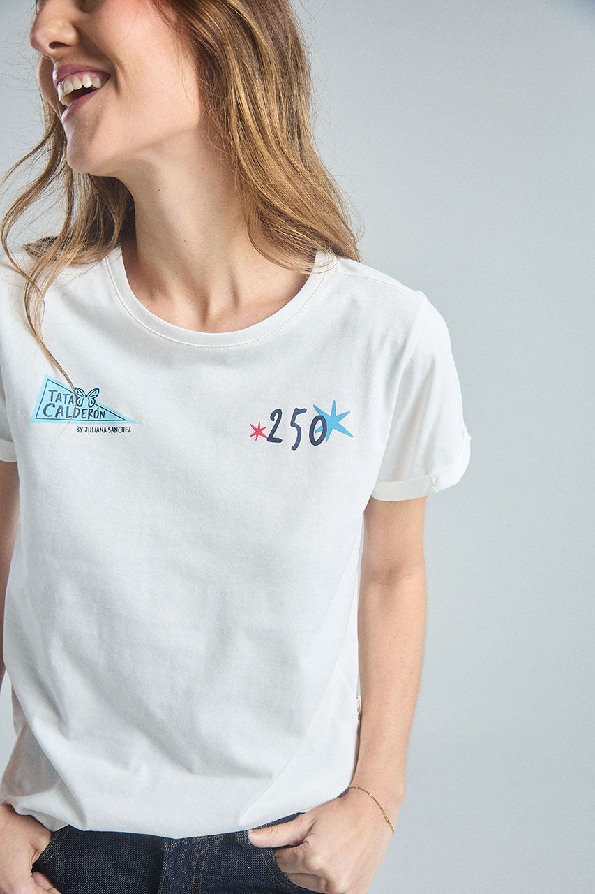 Camiseta Race like a girl - Marfil