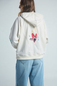 Buzo Corazón en llamas - Marfil