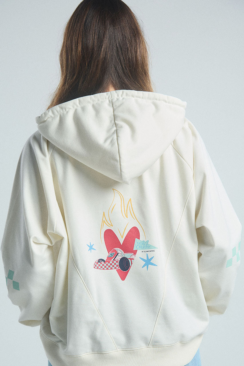 Buzo Corazón en llamas - Marfil