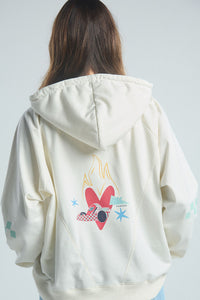 Buzo Corazón en llamas - Marfil