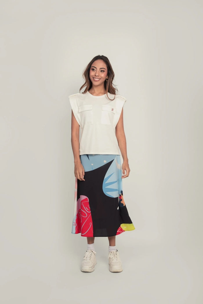 Camiseta Bolsillos - Marfil