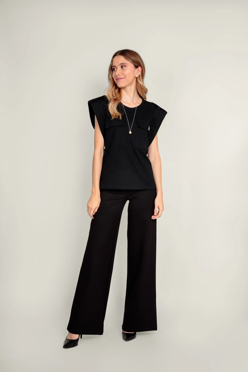Camiseta Bolsillos - Negra