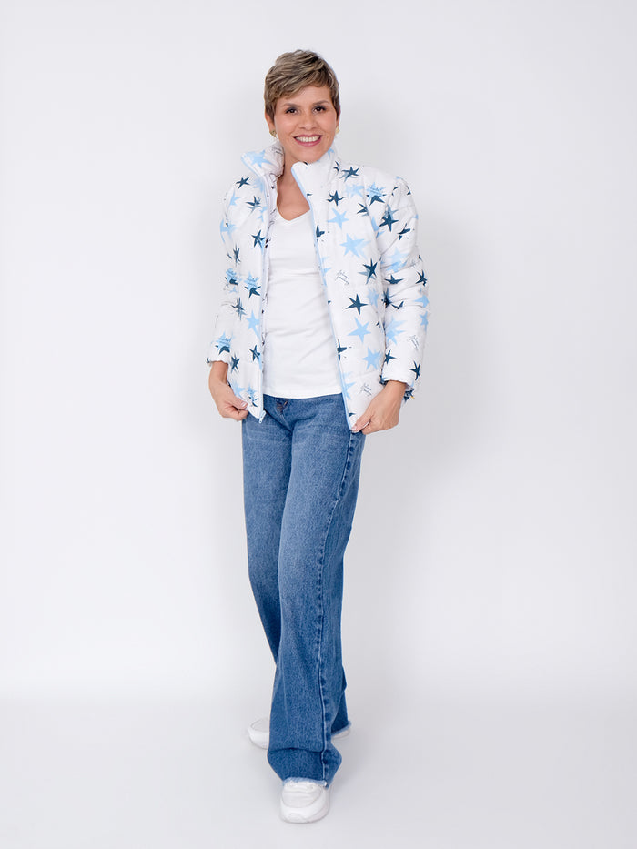 Chaqueta Acolchada Estrellas - Marfil