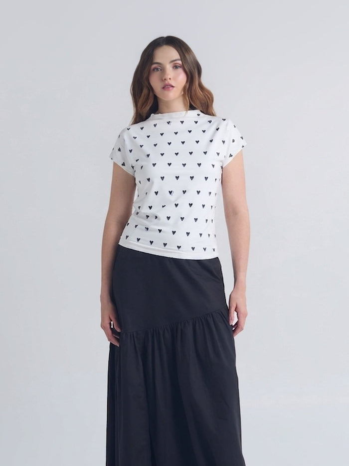 Top Polka hearts - Marfil