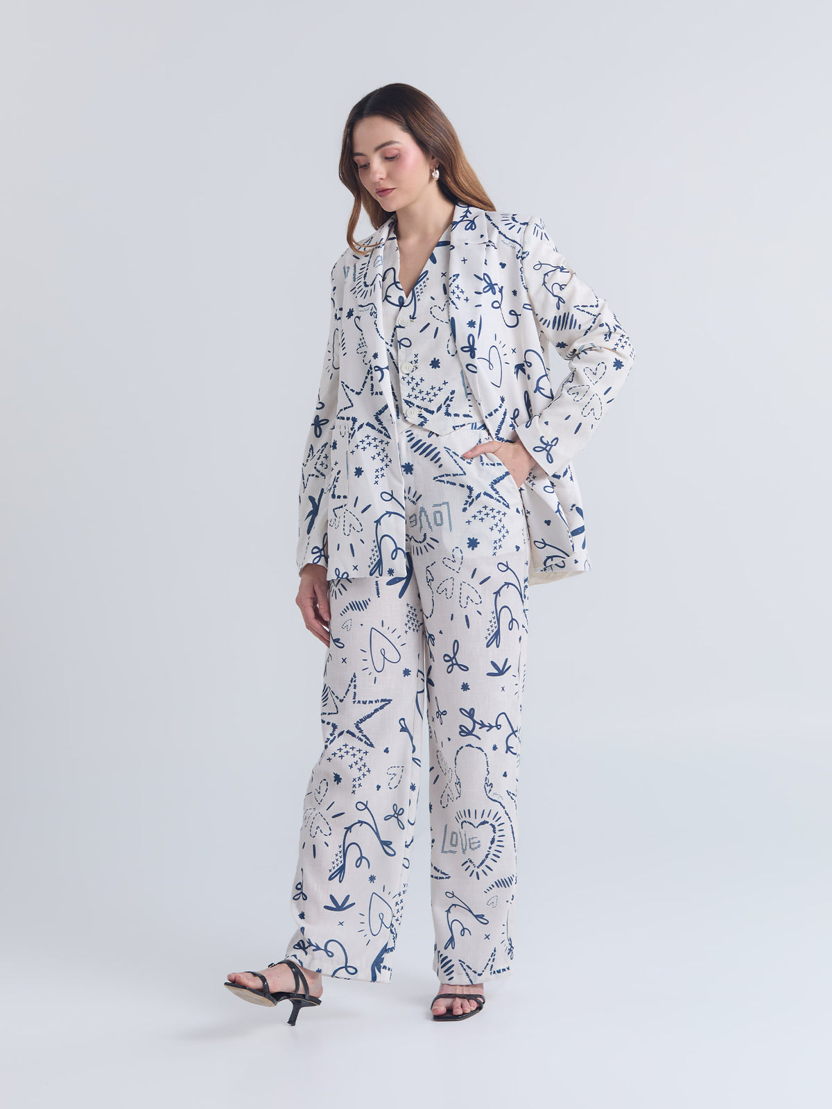 Set Lazos - Marfil Blazer, Chaleco & Pantalón