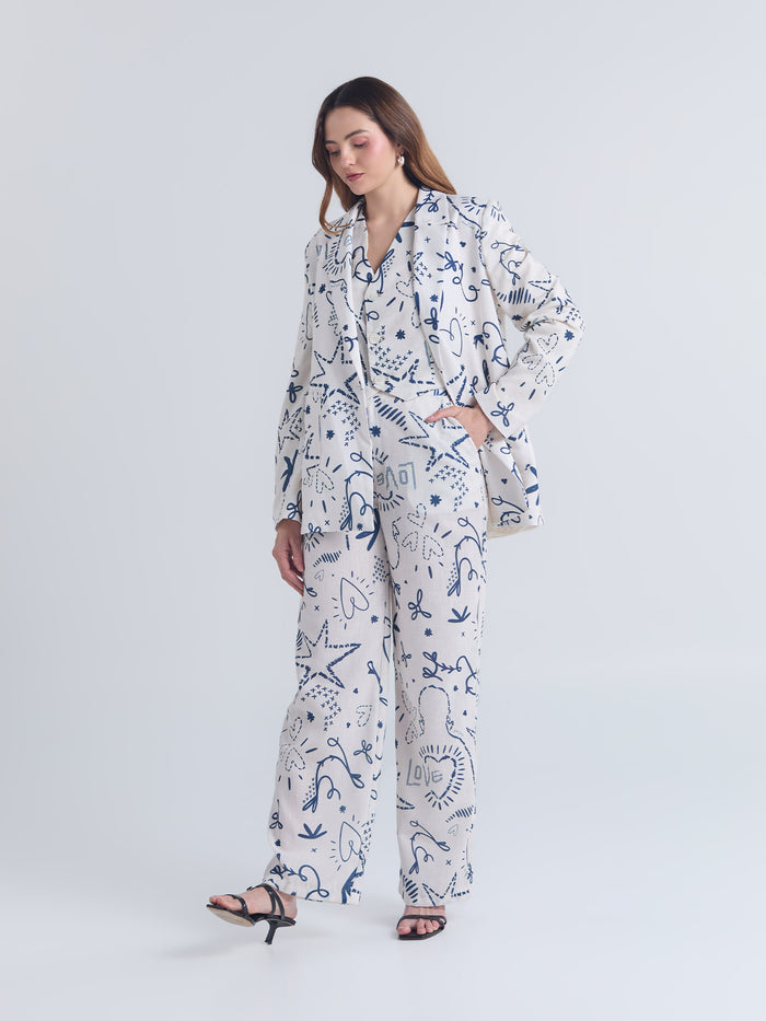 Set Lazos - Marfil Blazer, Chaleco & Pantalón