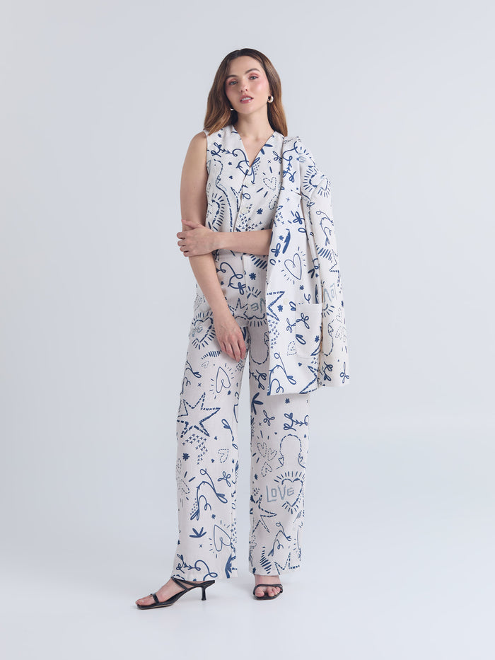 Set Lazos - Marfil Blazer, Chaleco & Pantalón