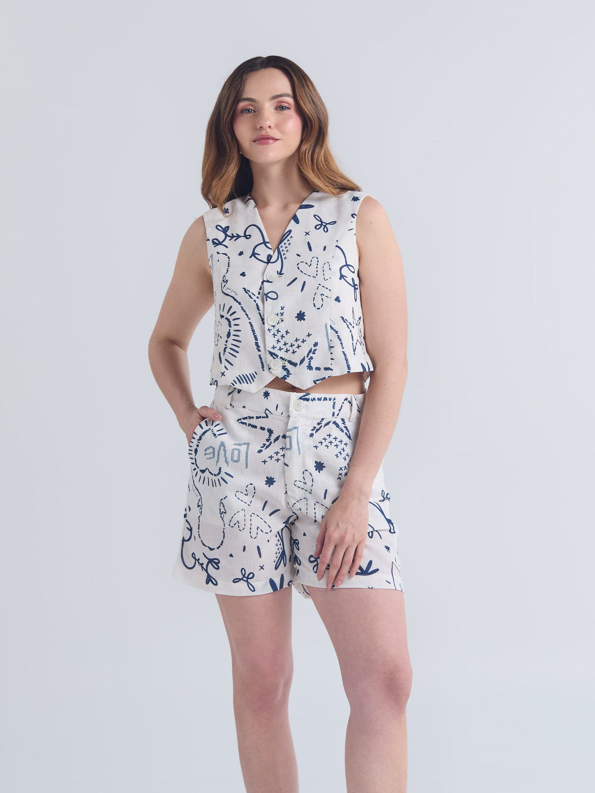 Set Lazos - Marfil Chaleco & Short
