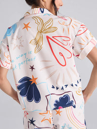 Camisa Happy life - Marfil