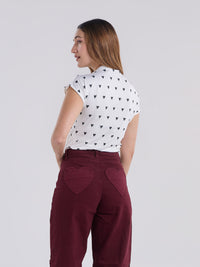 Top Polka hearts - Marfil