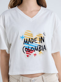 Camiseta Corazón Colombia - Marfil