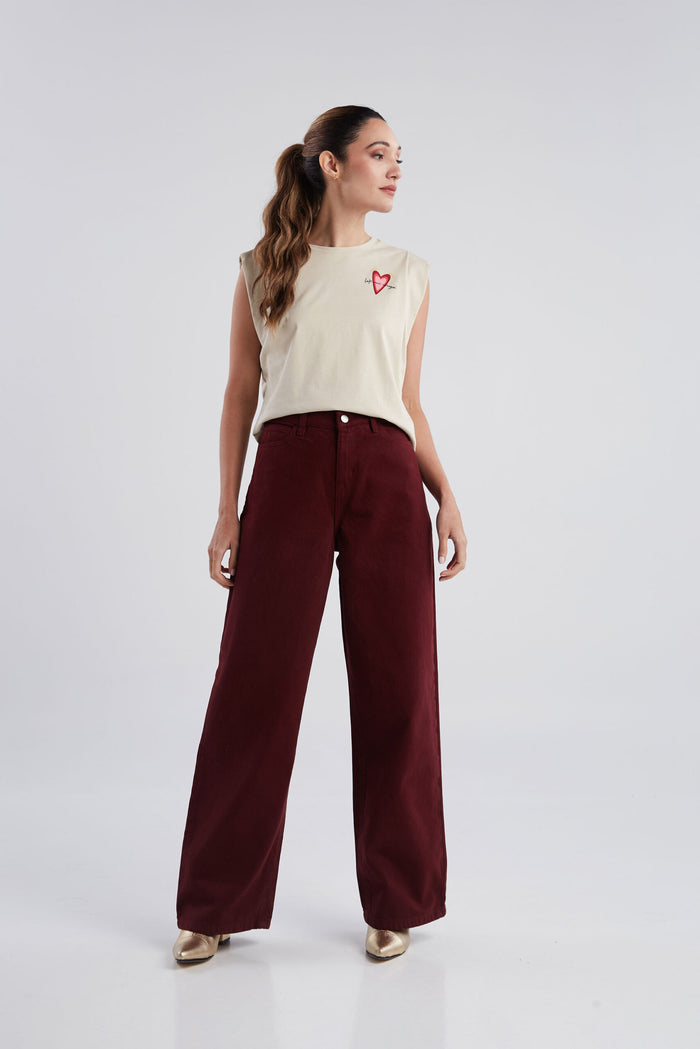 Jean Bolsillos corazones - Borgoña