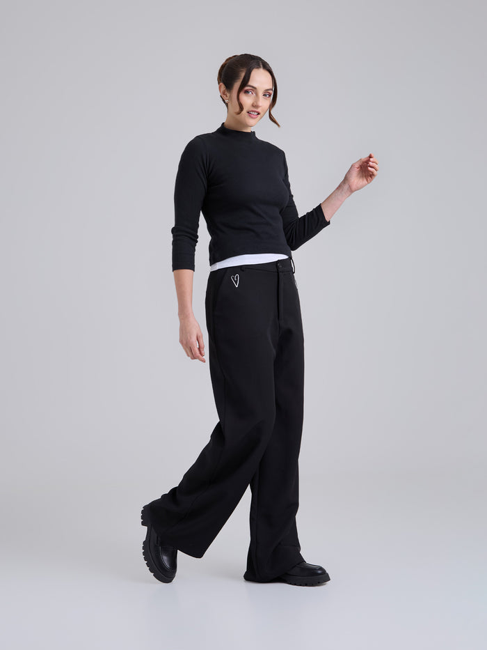 Pantalón Bordado - Negro