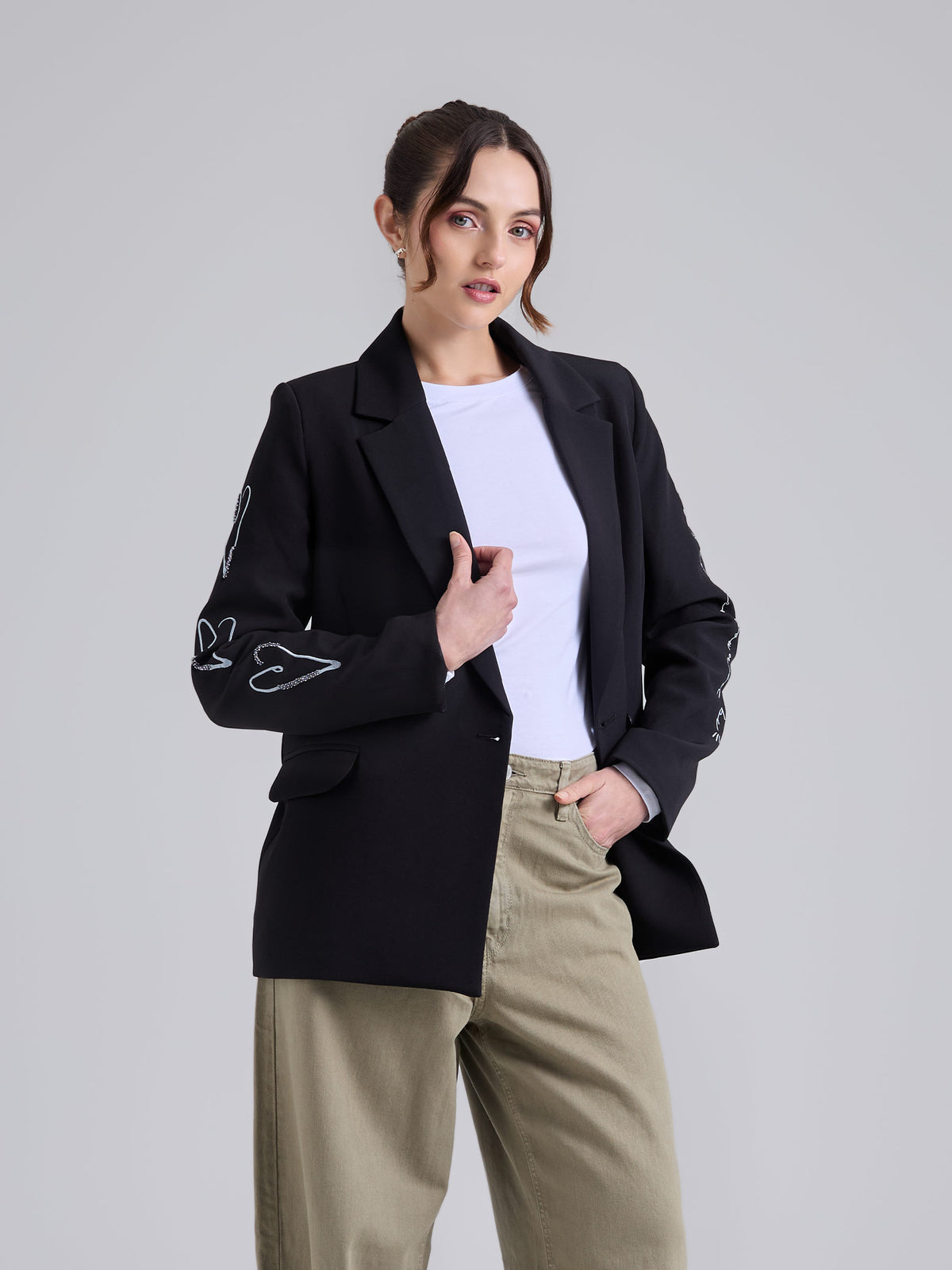 Blazer Bordado - Negro