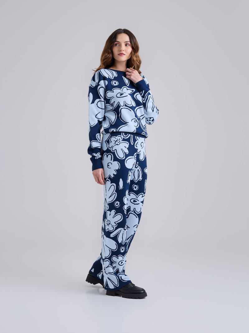 Pantalón Tejido garden - Azul