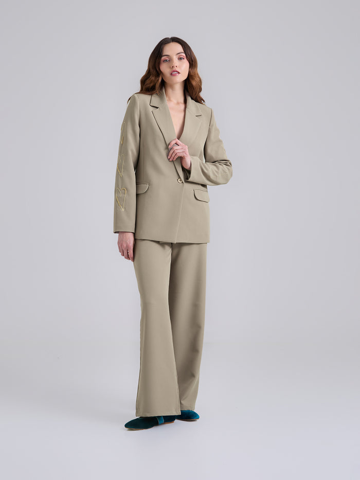 Pantalón Bordado - Caqui