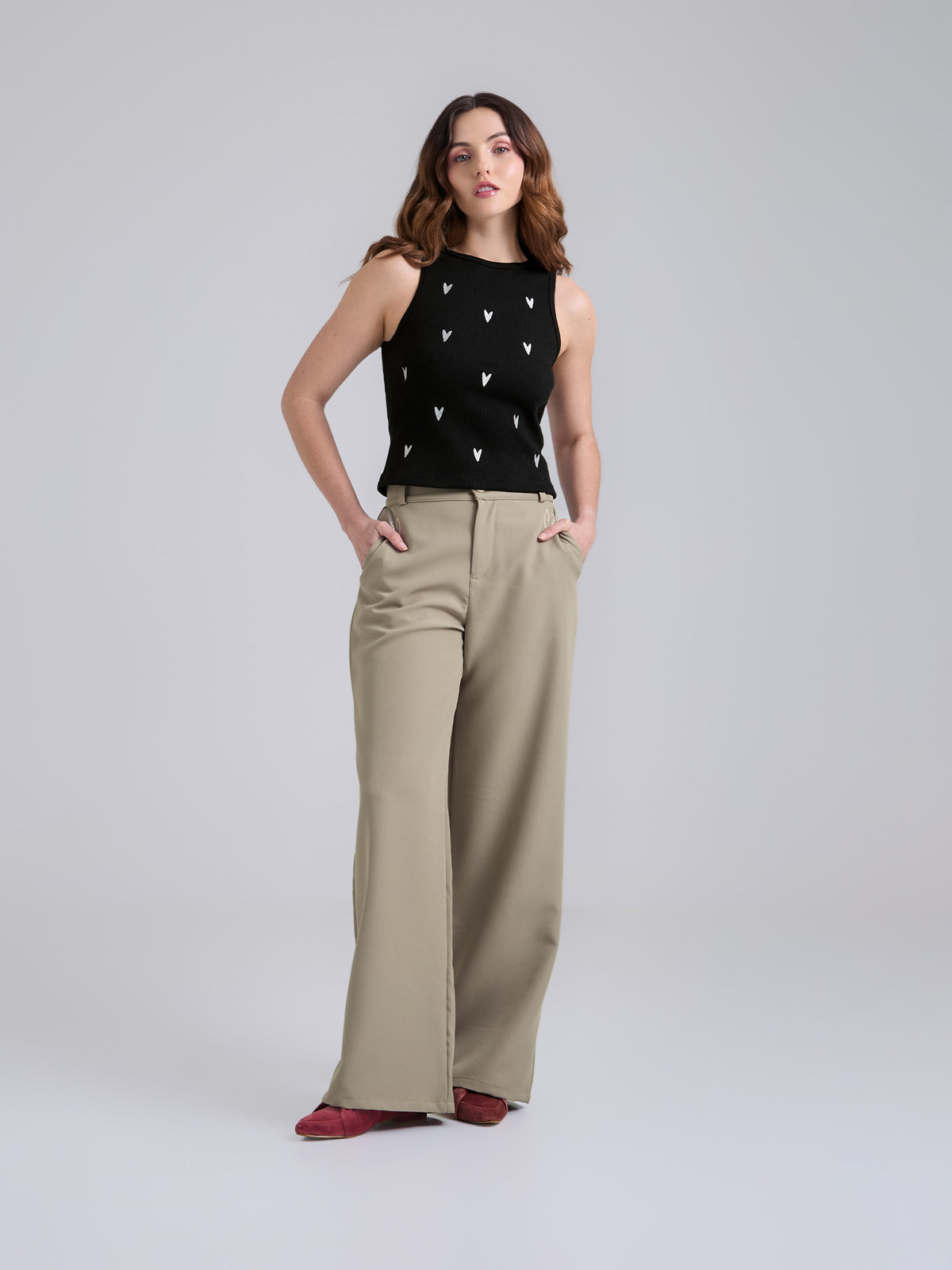 Top Corazones - Negro