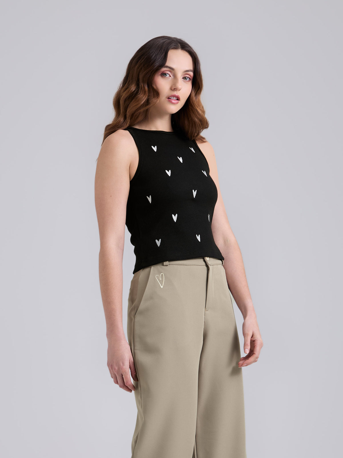 Top Corazones - Negro