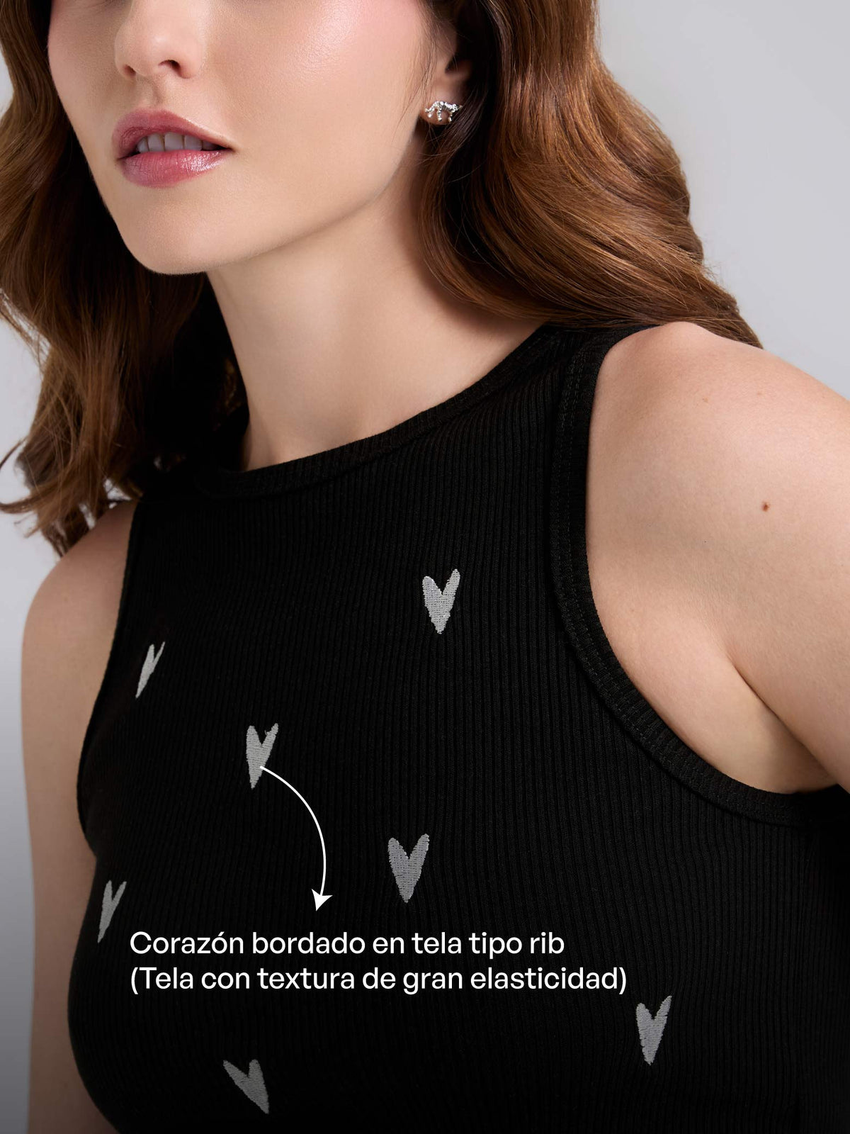 Top Corazones - Negro