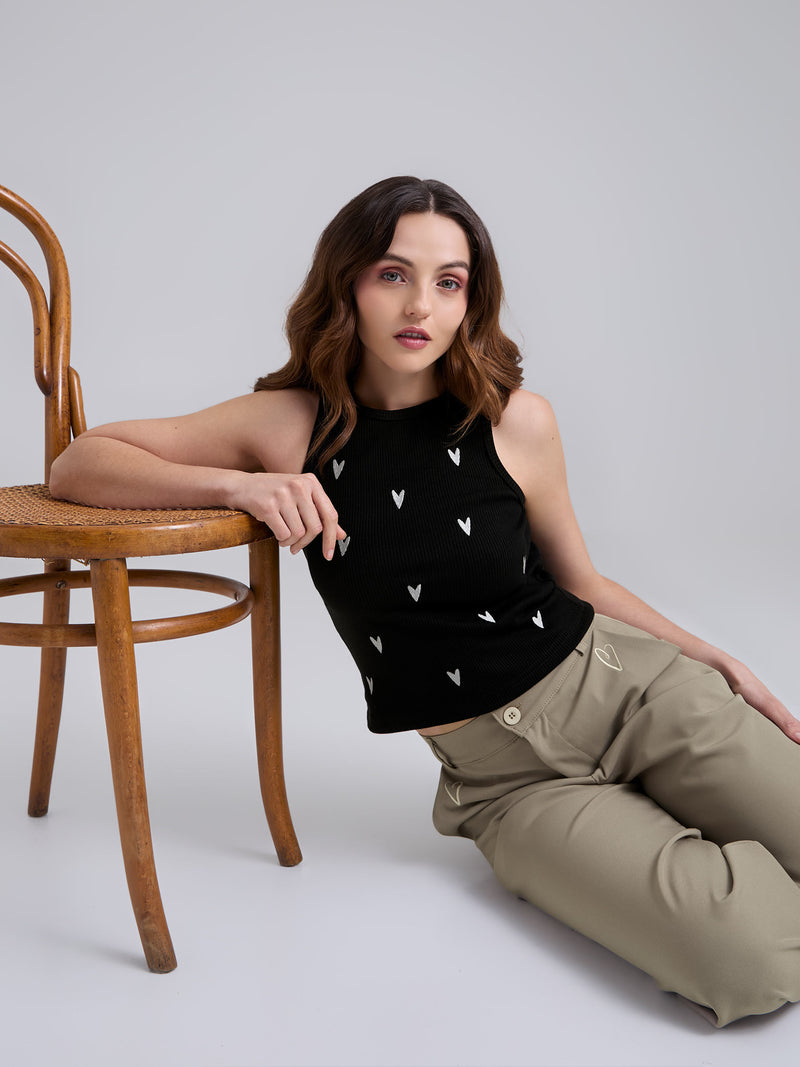 Top Corazones - Negro