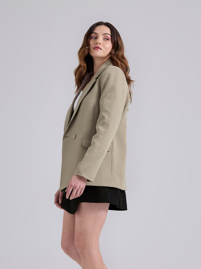 Blazer Bordado - Caqui