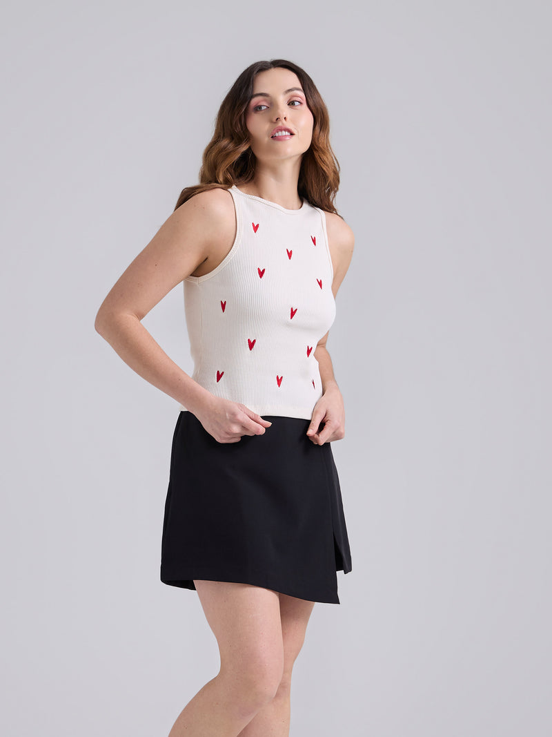 Top Corazones - Marfil