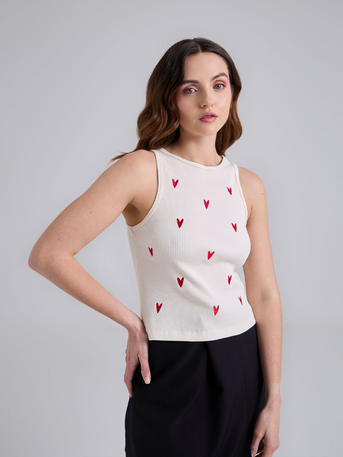 Top Corazones - Marfil