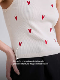 Top Corazones - Marfil