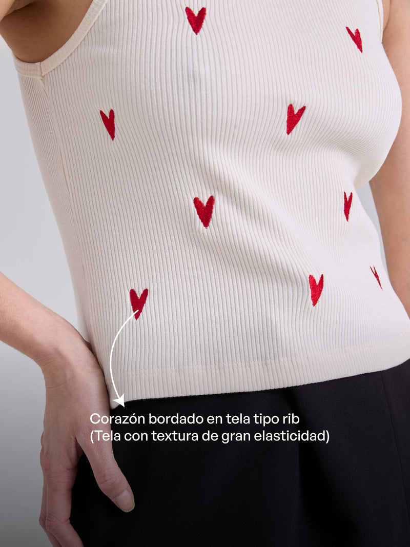 Top Corazones - Marfil