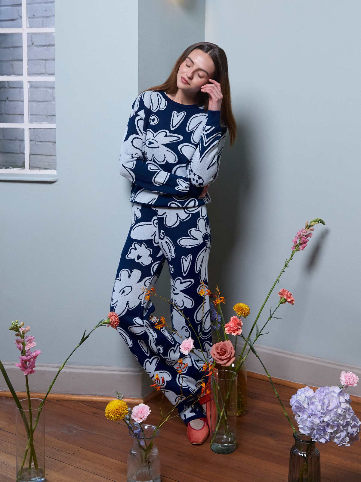 Pantalón Tejido garden - Azul