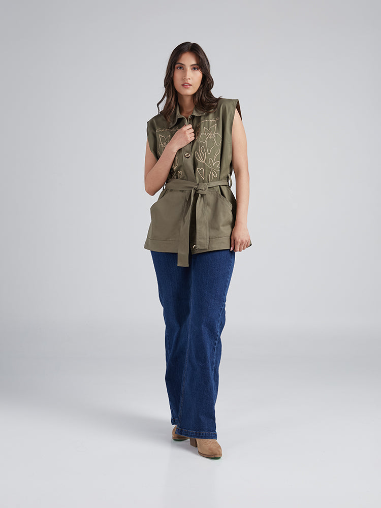 Chaleco Flores - Verde