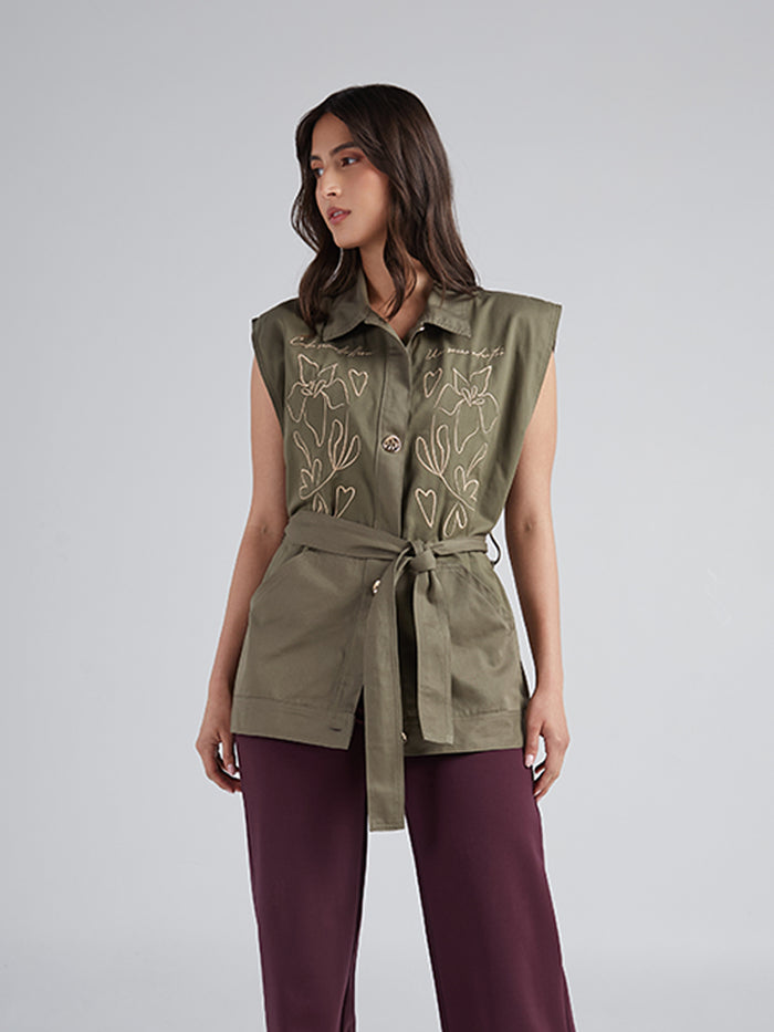 Chaleco Flores - Verde