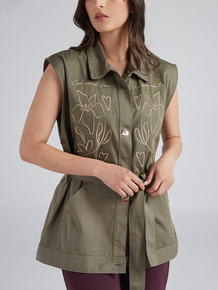 Chaleco Flores - Verde