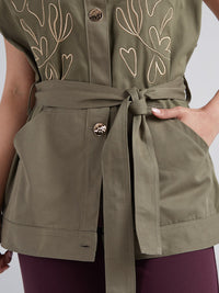 Chaleco Flores - Verde