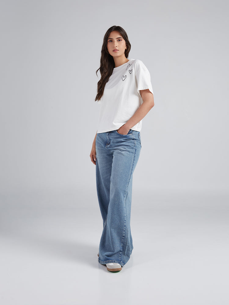 Camiseta La vida es ahora - Marfil