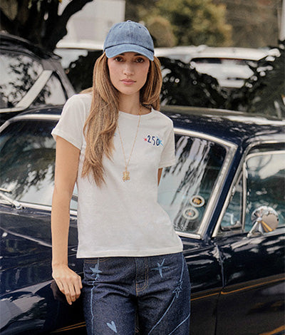 Camiseta Race like a girl - Marfil