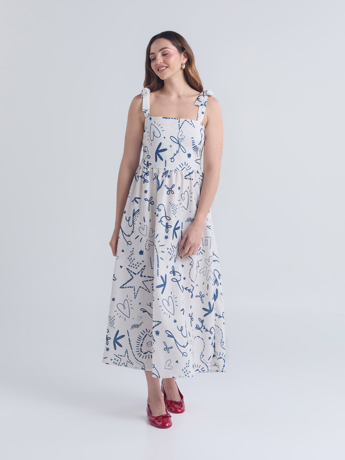 Vestido Puntada de cruz - Marfil