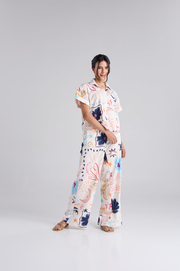 Set Happy life - Marfil Camisa & Pantalón