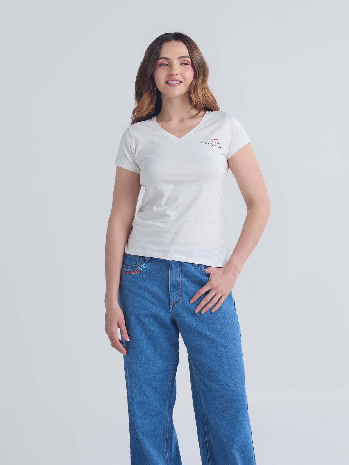 Camiseta With love - Marfil