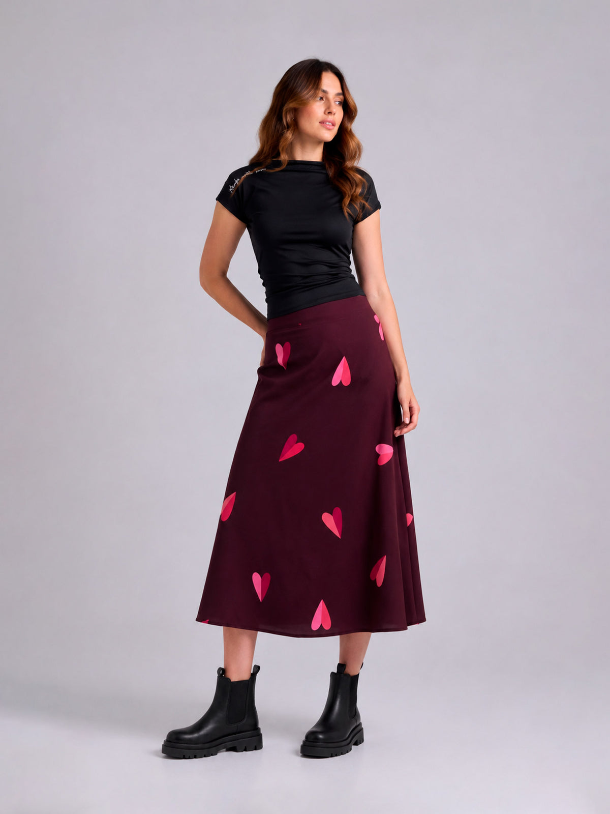 Falda Two Hearts - Vinotinto