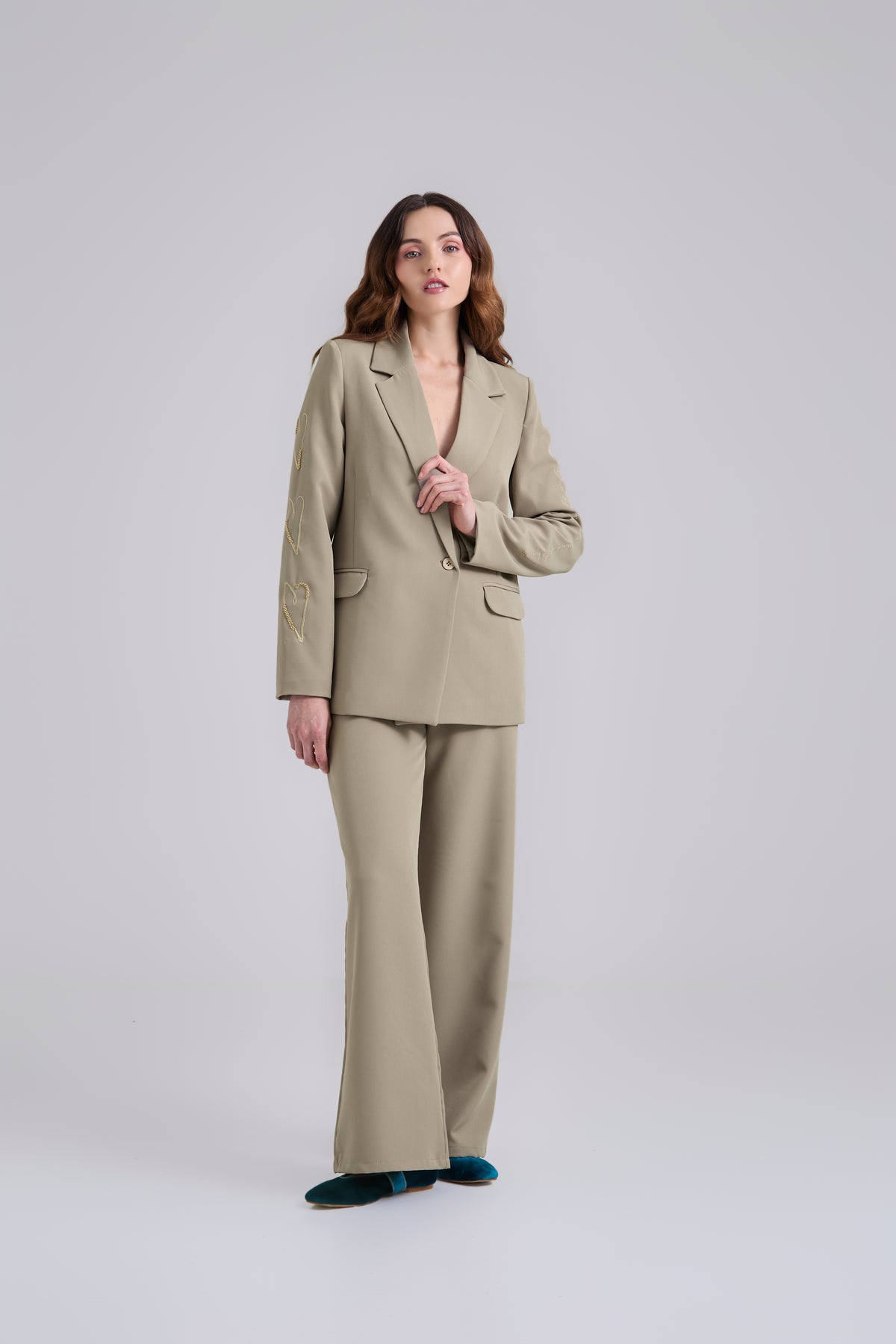 Set Bordado - Caqui Blazer & Pantalón